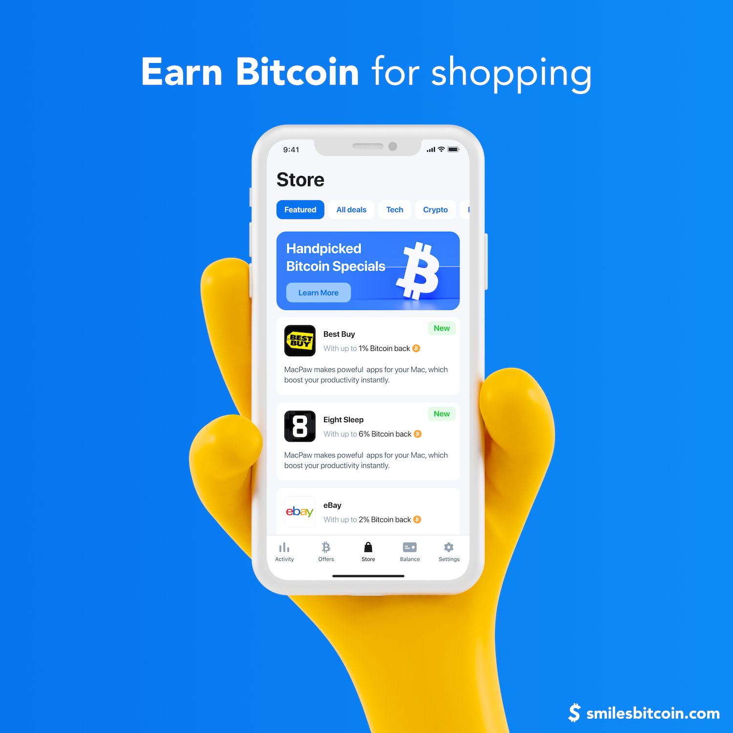 sMiles bitcoin app - take steps to earn sats